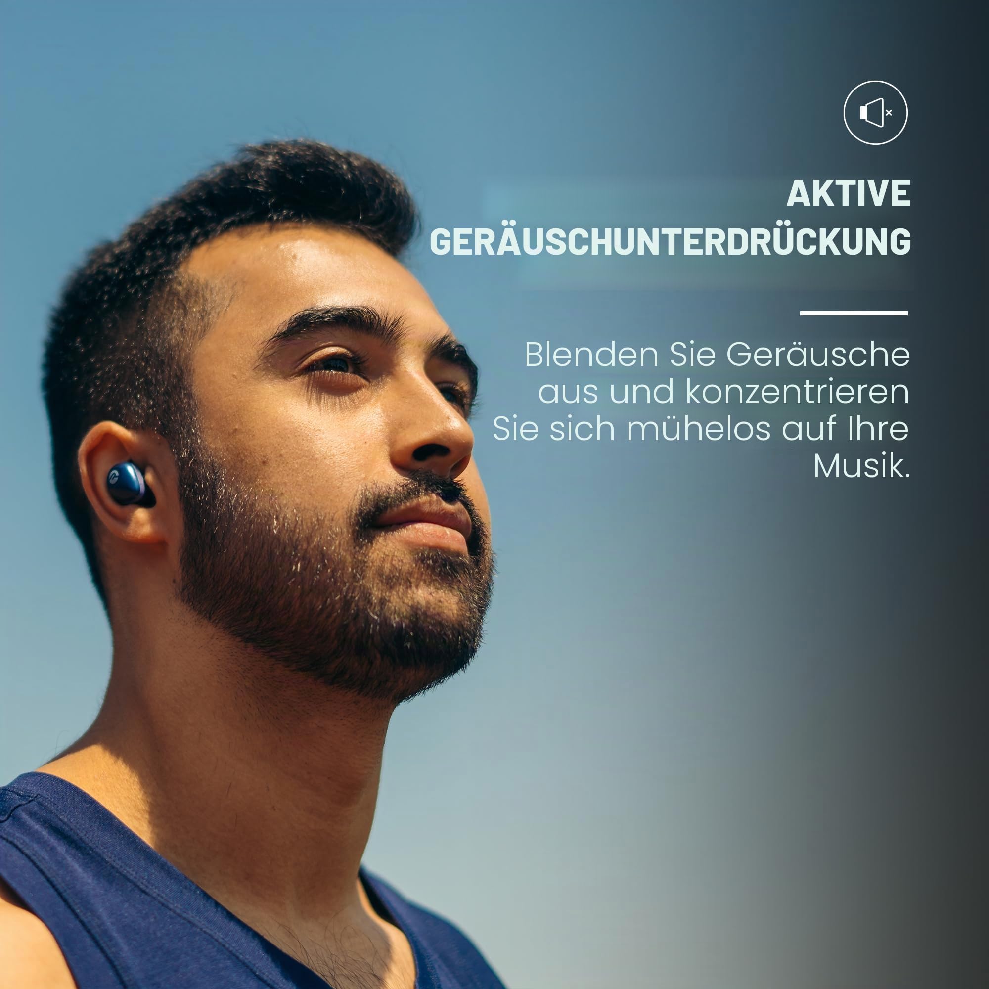 Raycon Fitness True Wireless Bluetooth-Ohrhörer mit eingebautem Mikrofon 54 Stunden Akku IPX 7 wasserdicht und Ladebox mit Talk, Text und Play Bluetooth 5.2 Portable Sport (Blau)