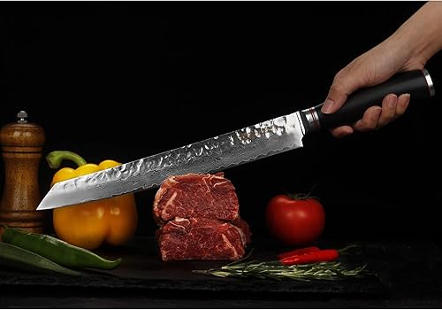 Miniatura 4 de YOUSUNLONG Max Sujihiki - Cuchillo japonés profesional de 11 pulgadas, diseño ergonómico de acero de Damasco, cuchillo de corte con mango de ébano