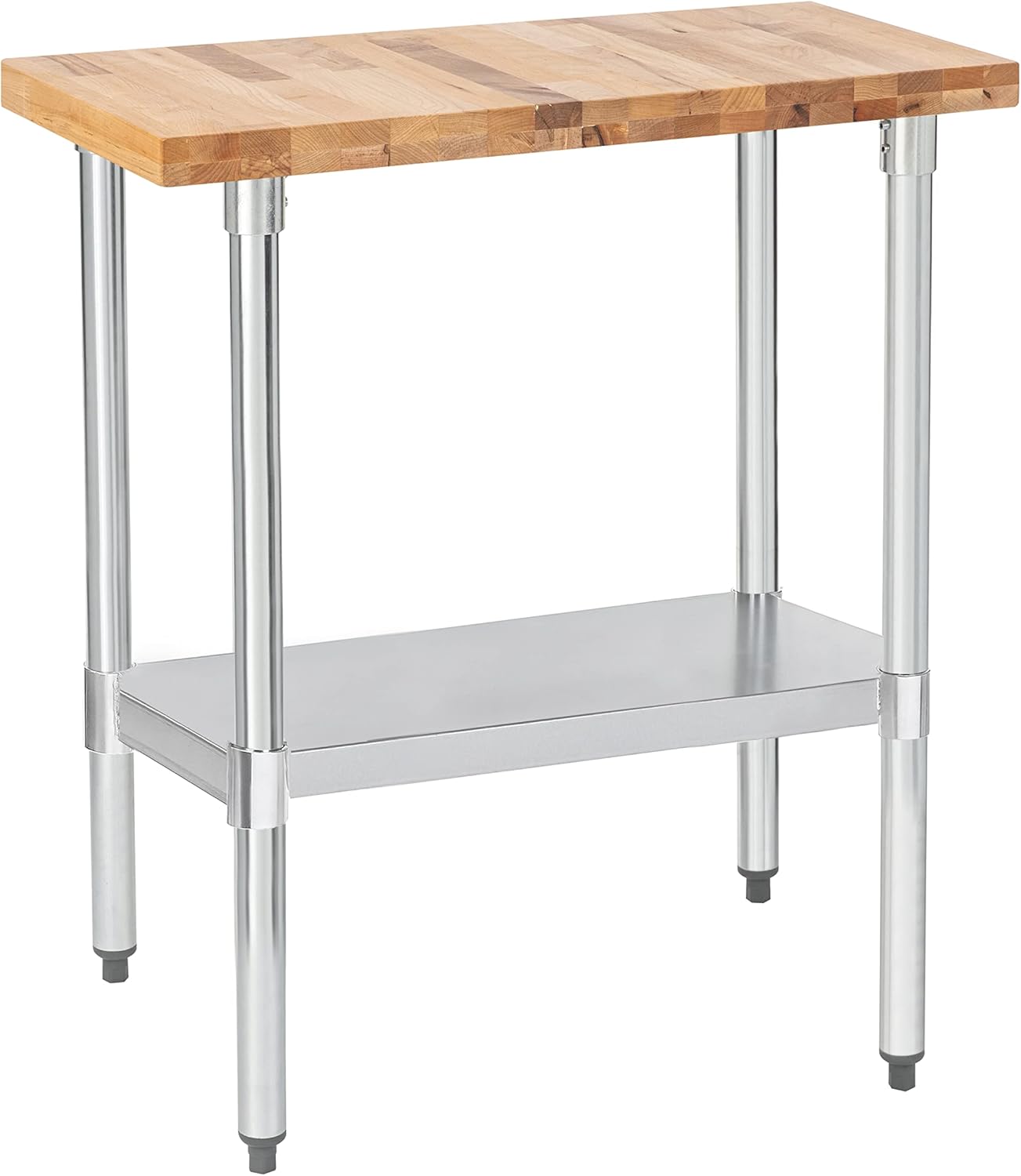 DuraSteel US Maple Top Work Table - 30 x 12 x 35 Inch Commercial Butcher Block Wooden Workbench with Adjustable Lower Shelf - Fits Restaurant, Warehouse, Home, Kitchen, Garage