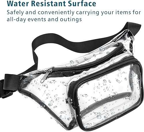 Miniatura 7 de Riñonera Packism transparente, impermeable, bonita bolsa de cintura aprobada por el estadio, bolsa transparente con correa ajustable, bolsa de