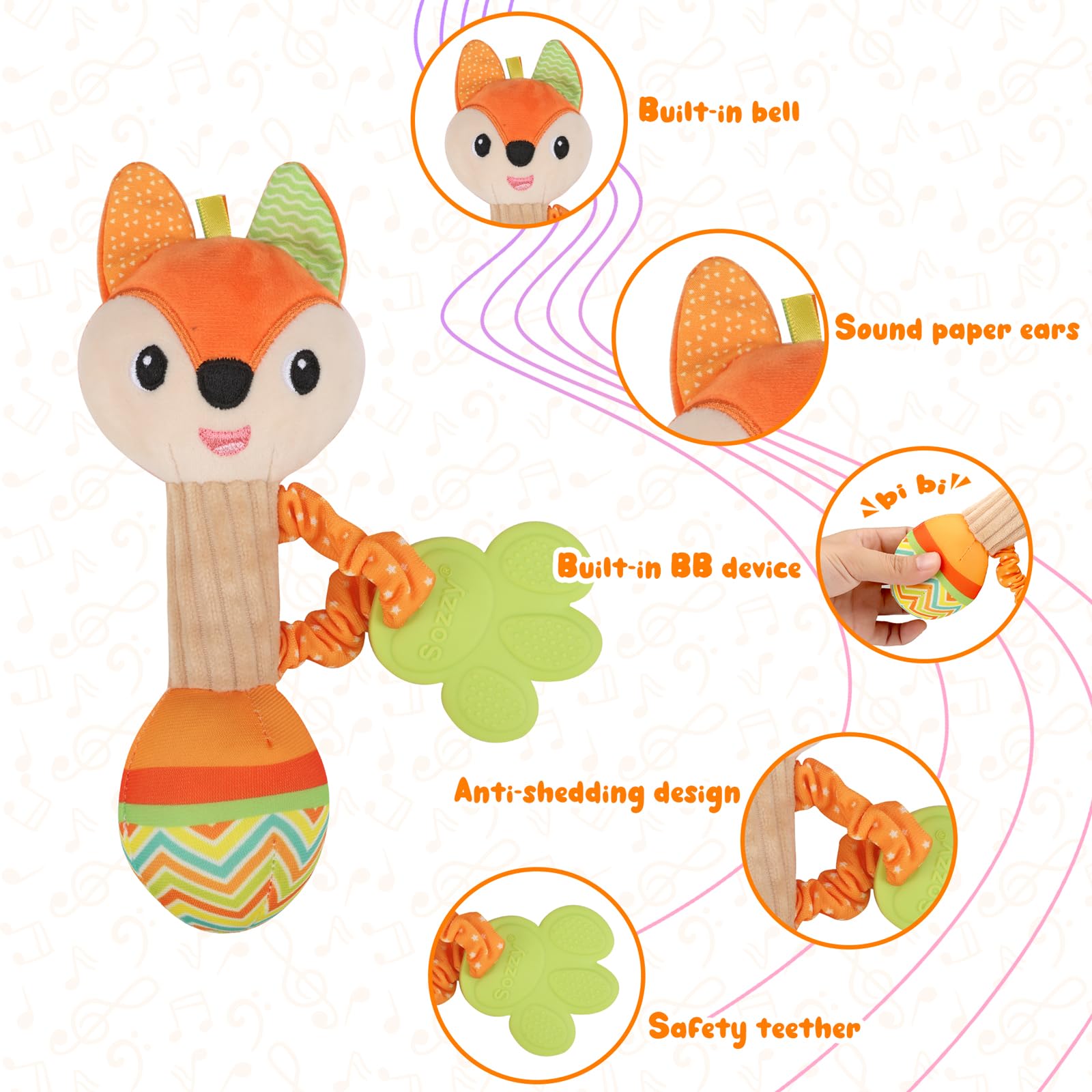 Venditer Baby Rattle Toys, Baby Toys 0-6 Months, Baby Sensory Toys Soft Plush Baby Rattles for 3 6 9 12 Months Newborn Gifts - Image 3
