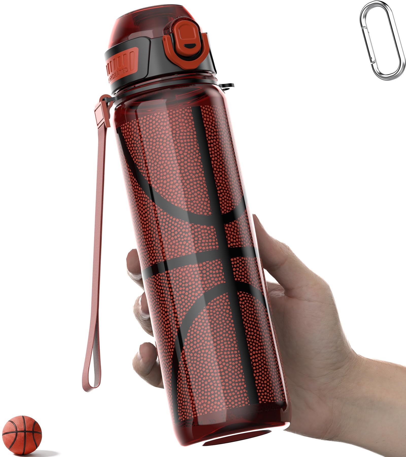 MYFOREST 32oz/1L Sport Water Bottle, Light Tritan, Quick-Open Gulp Lid/Straw 2-in-1, Leak-Proof, Dishwasher-Safe, BPA-Free, Drop-Resist & Scratch-Resist for Travel/Gym/Office/Fan Gift (Basketball 2)