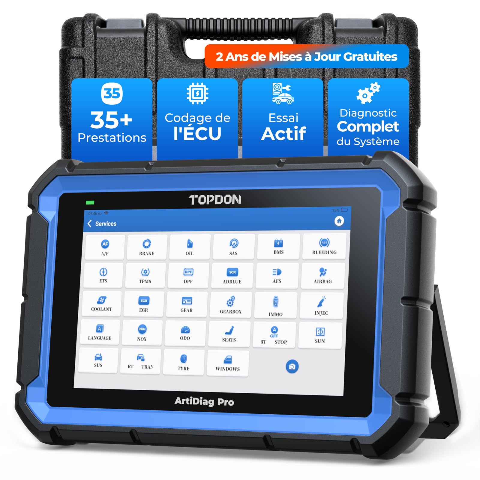 TOPDON ArtiDiag Pro V2.0 Bidirectionnel Valise Diagnostic Auto, Codage ECU