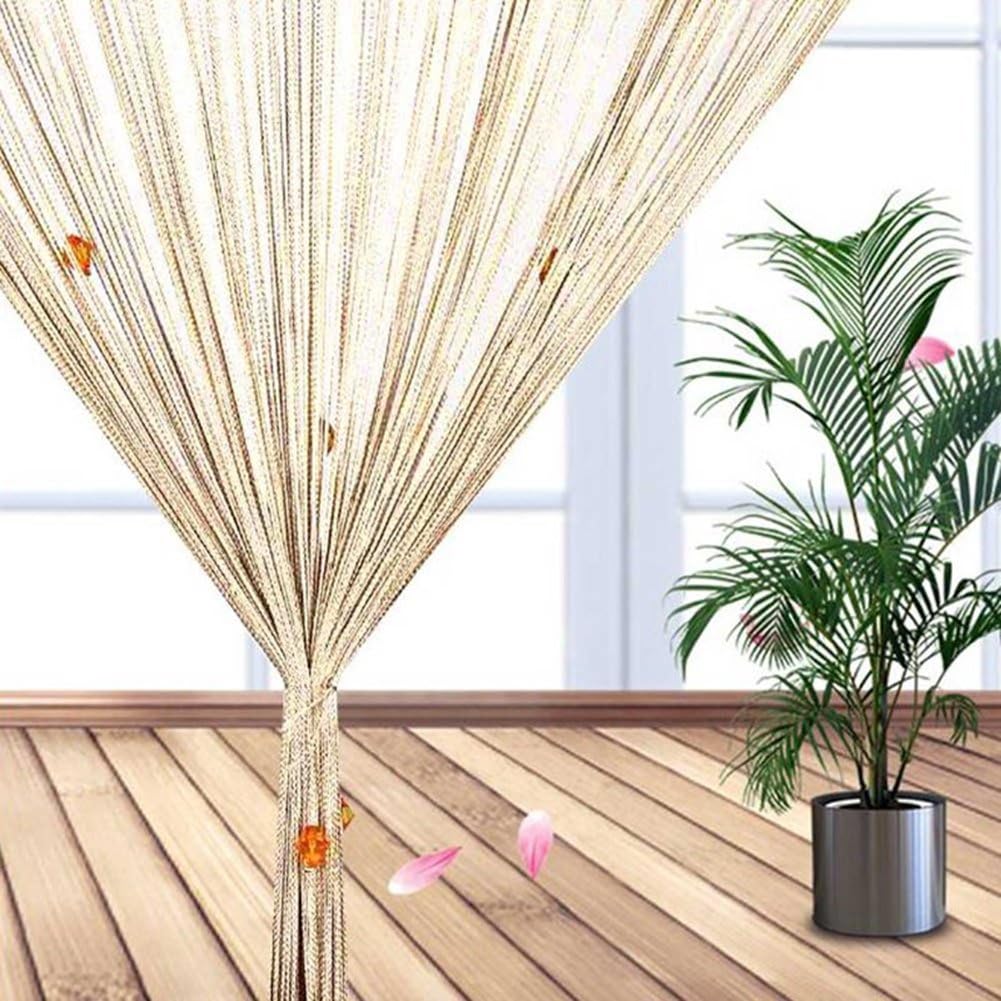 HTOYES Decorative Door String Curtain Beads Wall Panel Fringe Window Room Divider Blind for Wedding Coffee House Restaurant Parts Crystal Tassel Screen Home Decoration (Champagne)