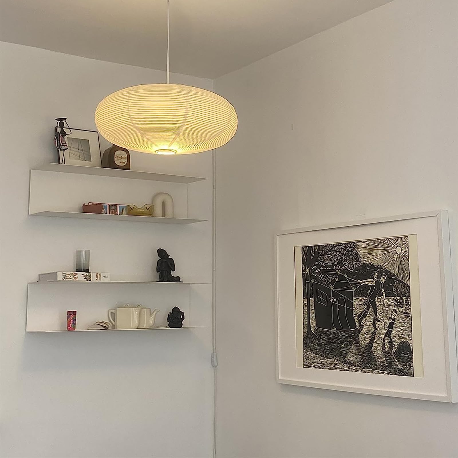 2Pcs White Oval Paper Lantern Lampshade, 19