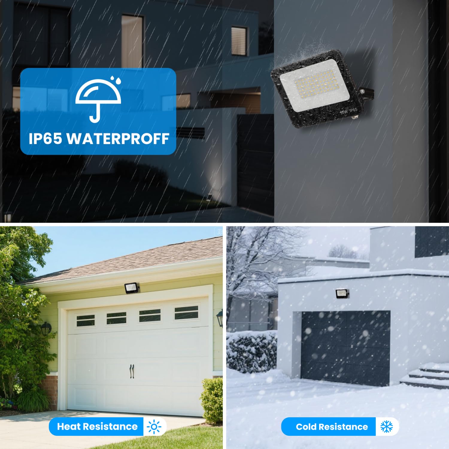 Aigostar Foco Led Exterior 50w 4500 lúmen,Luces Led Exterior Impermeable IP65,Proyector LED Exterior Blanco Frío 6500K para Jardín,Patio,Garaje,Parque,4 piezas