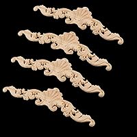 Vista 3 de 4 piezas de madera tallada esquina Onlay apliques puerta gabinete sin pintar decoración de muebles para el hogar (7.9 in x 2.0 in)