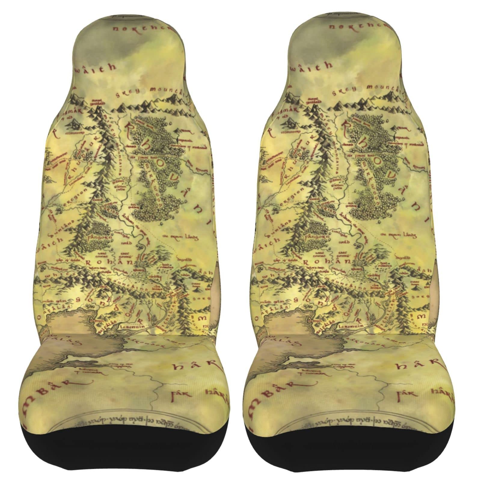 Teery-YY Middle Earth Map Pattern Car Seat Covers 2 Pcs Front Seat Protector Cover Cushion Auto Decor Universal Fit Most Vehicle, Car, SUV Sedan & Truck