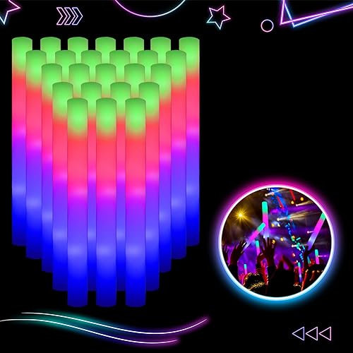 DESIGN PRO LAB Varillas luminosas de espuma LED a granel con 3 modos, palos de luces de fiesta que brillan en la oscuridad, palitos brillantes
