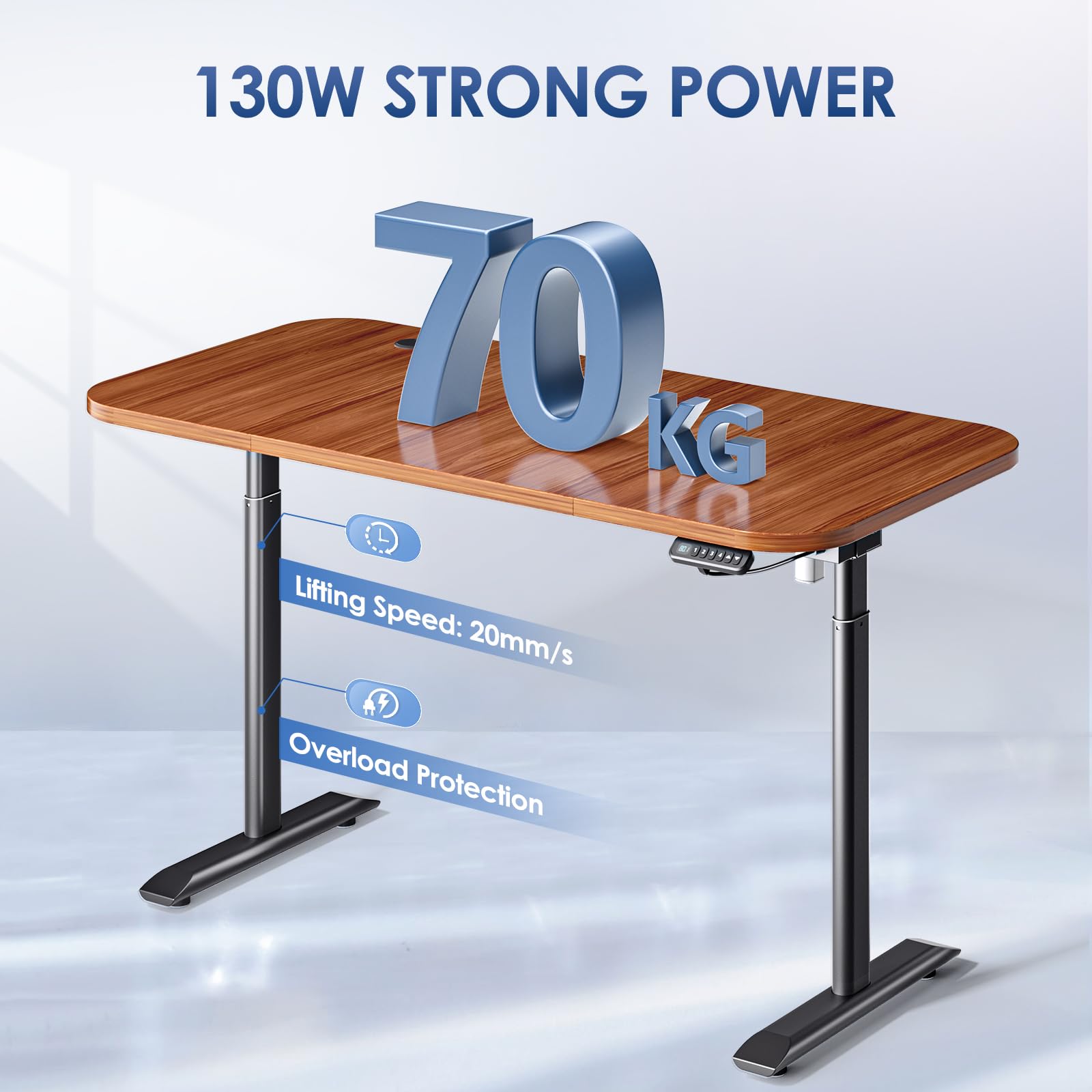 Aomdom Schreibtisch Gestell höhenverstellbar 70-115CM，Tischgestell mit 3-Gang-Verstellung und 4-stufiger Speichersteuerung, 1-Motor und 1-digitales Bedienfeld, Gewicht von 70 KG