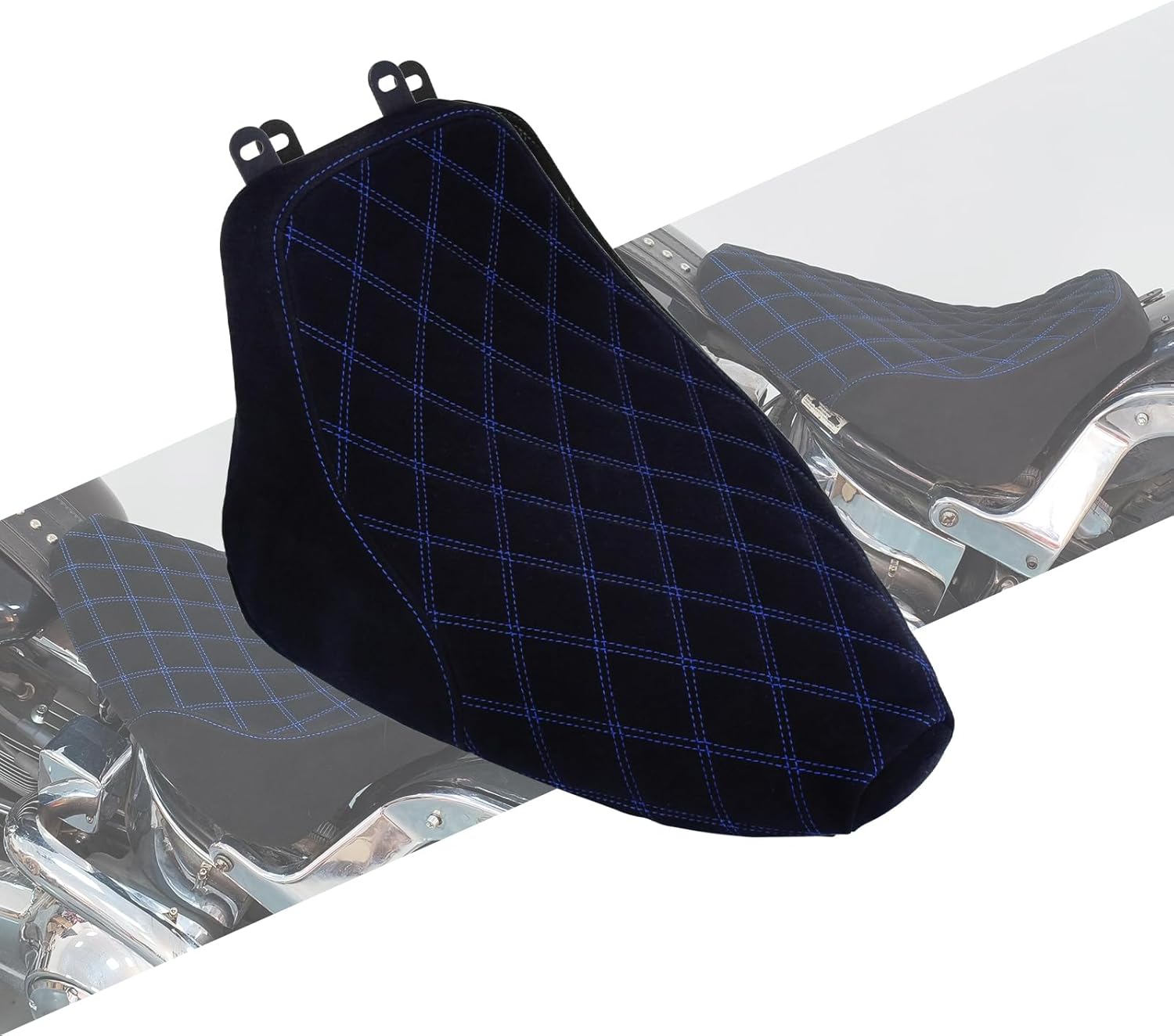 Motorcycle Front Driver Cushion Pillion Seat Solo Seat Suede Seat Fit For Harley Heritage Softail Classic FLSTC Softail Deluxe FLSTN 2006-2017 (White Stitching)