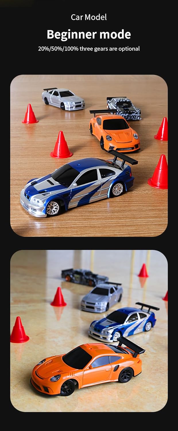 1/43 Mini RC Drift Car 2.4GHz RTR Full Proportional Remote Control Cars 4WD High Speed Racing Lights Kit and Racing Tires (4302)