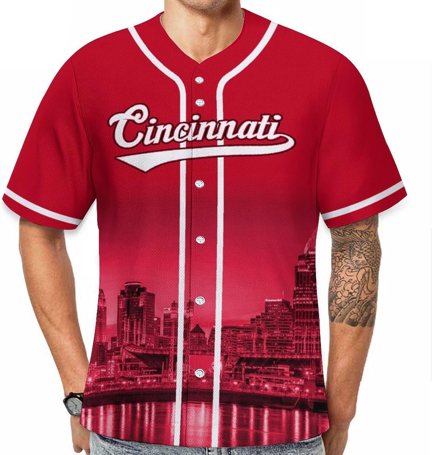 Baseball City Night Skyline Jersey Shirt Printing Apparel for Men Fans Gifts S-2XL