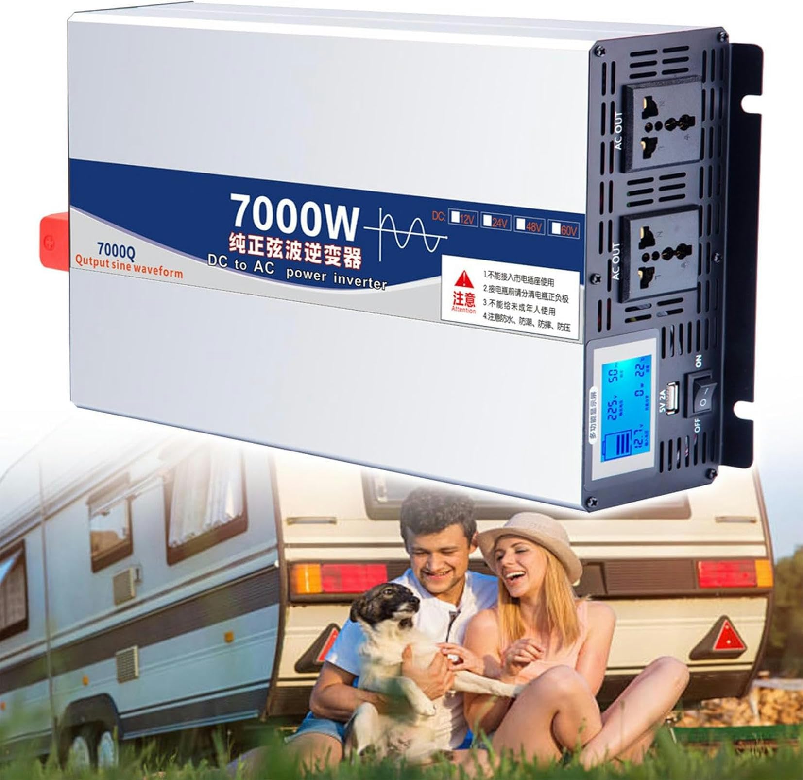 Onduleur 7000W onde sinusoïdale pure convertisseur tension CC CA