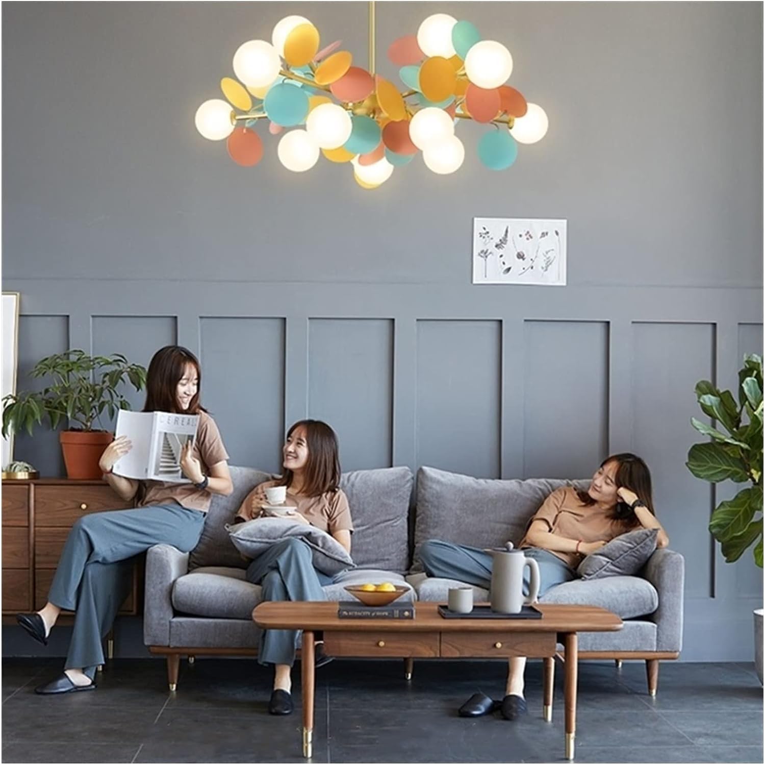 Kryształowy żyrandol - elegancka wielokolorowa szklana lampa sufitowa do salonu, sypialni i jadalni