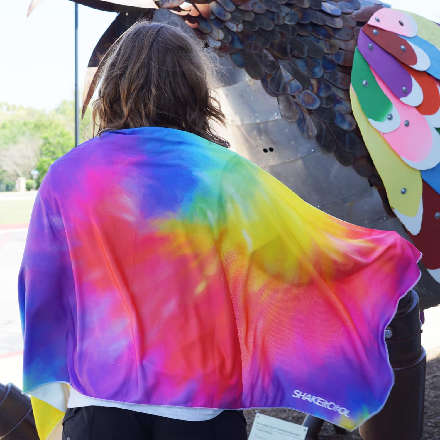 SHAKEitCOOL Large Cooling Shawl - Instant Heat Relief for Outdoor Events - Soft, Lightweight, Breathable, UPF40 Sun Protection, Machine Washable, Fashion Prints, Cooling Towel Tie Dye L — image 1
