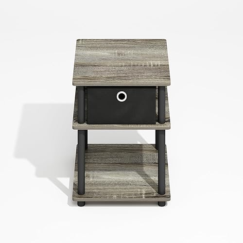 Miniatura 12 de Furinno Turn-N-Tube Mesa auxiliar multiusos de fácil montaje, mesa auxiliar, mesa de sofá, mesita de noche, tubos redondos, madera negra