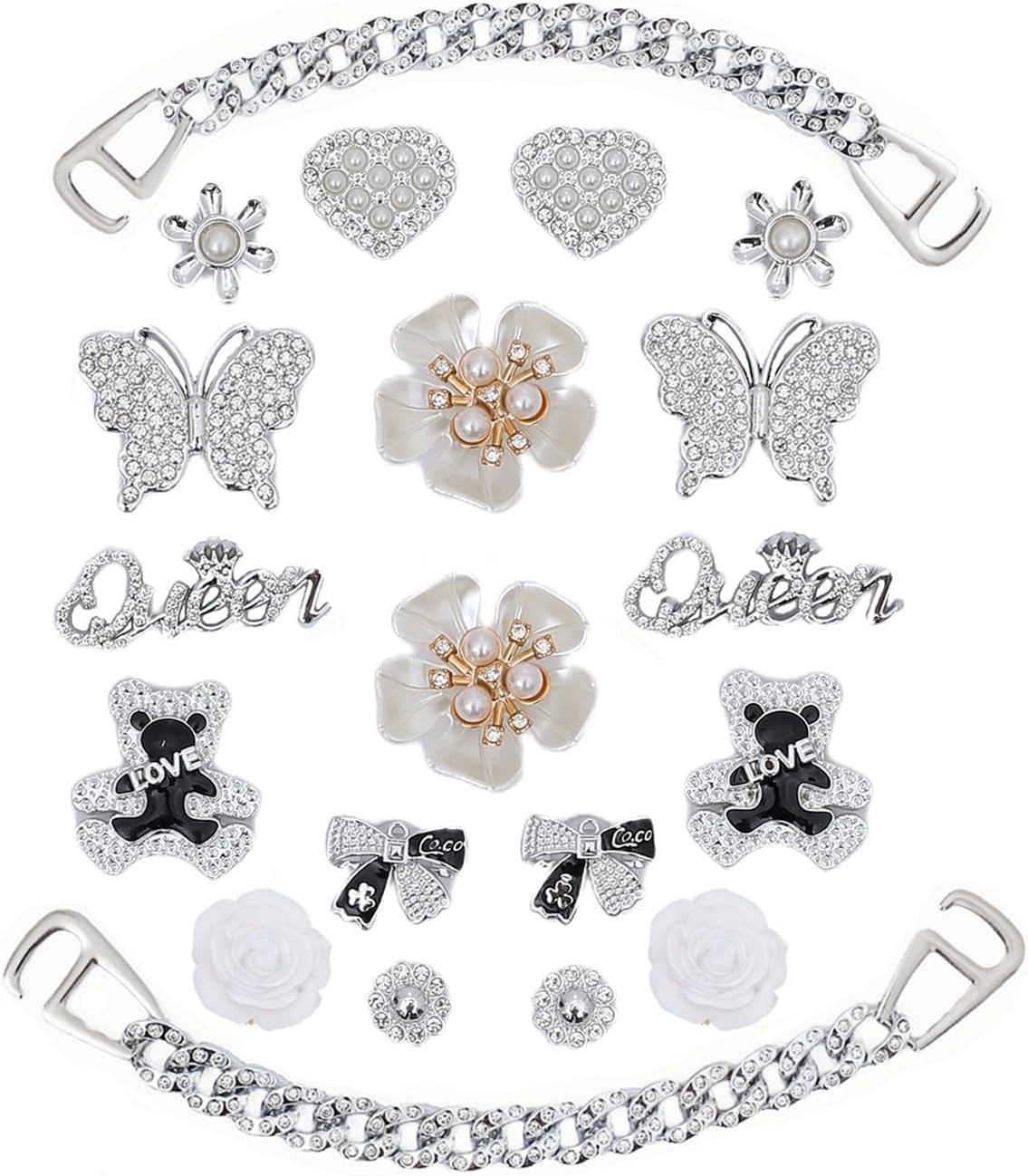 Bling Shoe Charms for Girly,Butterfly Chain Accessories,Cute Shoe Decoration for Women,Used for Clogs Sandal,Bags Charms