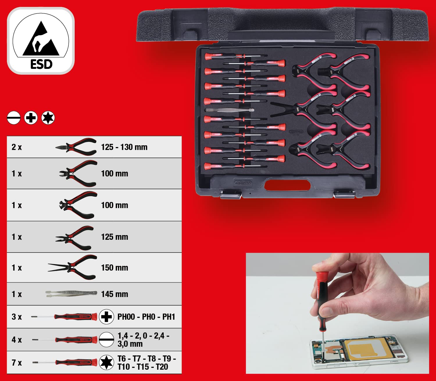 KS Tools 500.7190 Zestaw narzedzi do mechaniki precyzyjnej, 21-szt