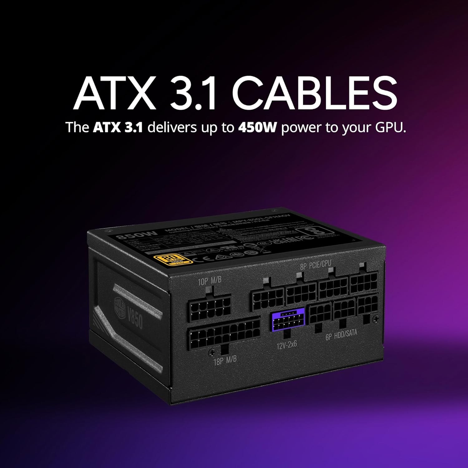 Power supply with ATX 3.1 12VHPWR cable connected