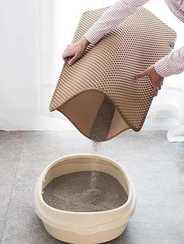 Vista 6 de BlackHole Tapete para arena sanitaria de gatos - Tamaño súper rectangular, 30 x 23 in, Beige