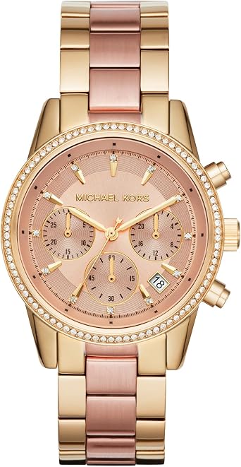 Michael Kors Bryant Chronograph Womens Watch, Stainless Steel and Pave Crystal Watch for Women