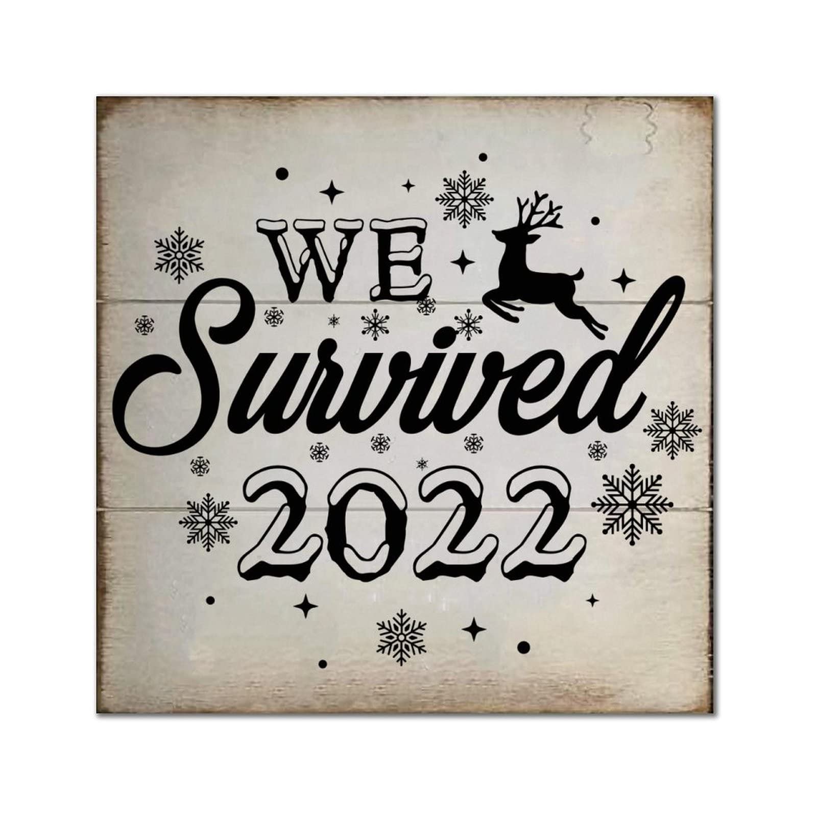Plaque murale bois We Survived 2022 decoration de porte entree