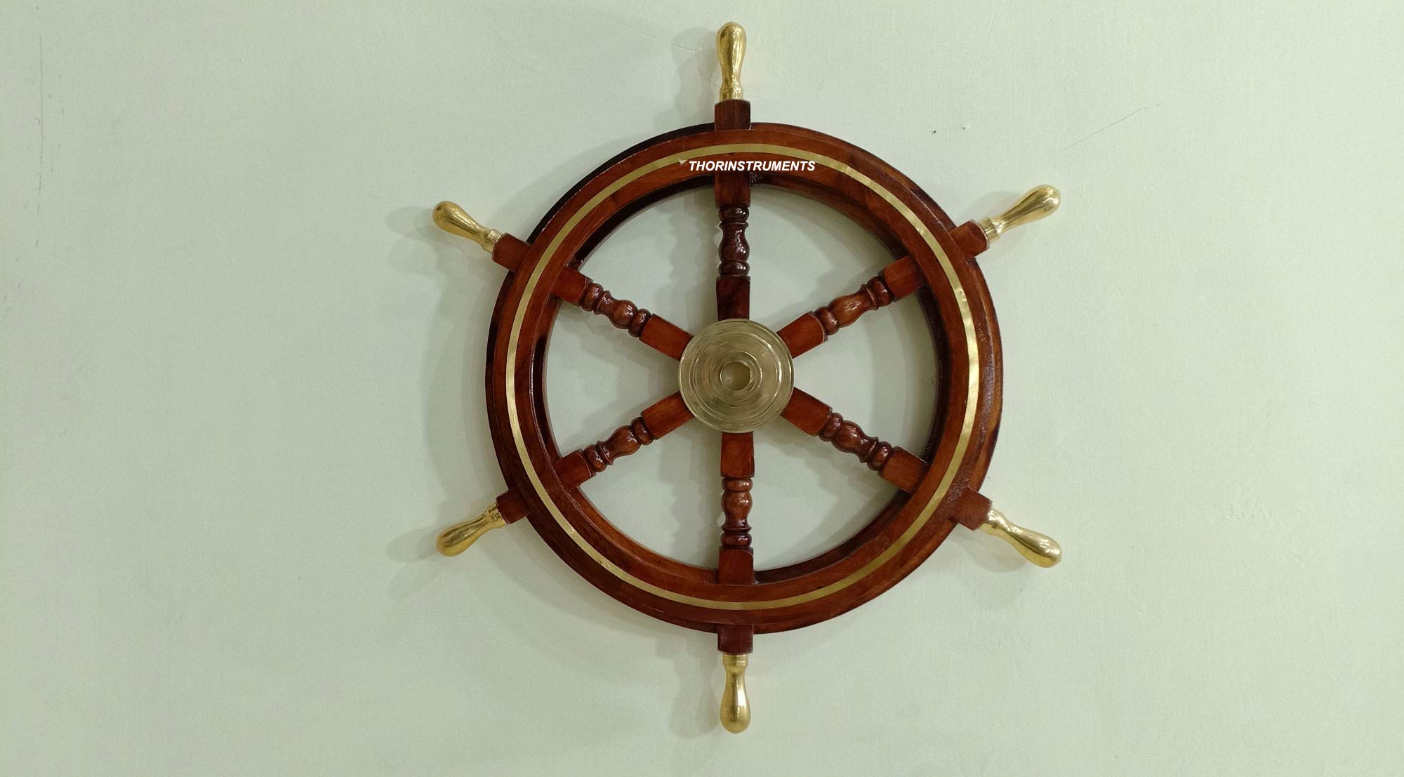 ThORINSTRUMENTS (mit Gerät) Nautischer Messinggriff Lenkrad Schiffsrad Piraten-Captain-Rad Heimdekoration 45,7 cm
