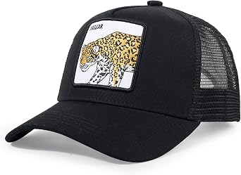 Trucker Hat Men Animal Snapback Hats Adjustable Embroidered Baseball Cap Mesh Breathable Square Patch Women Caps