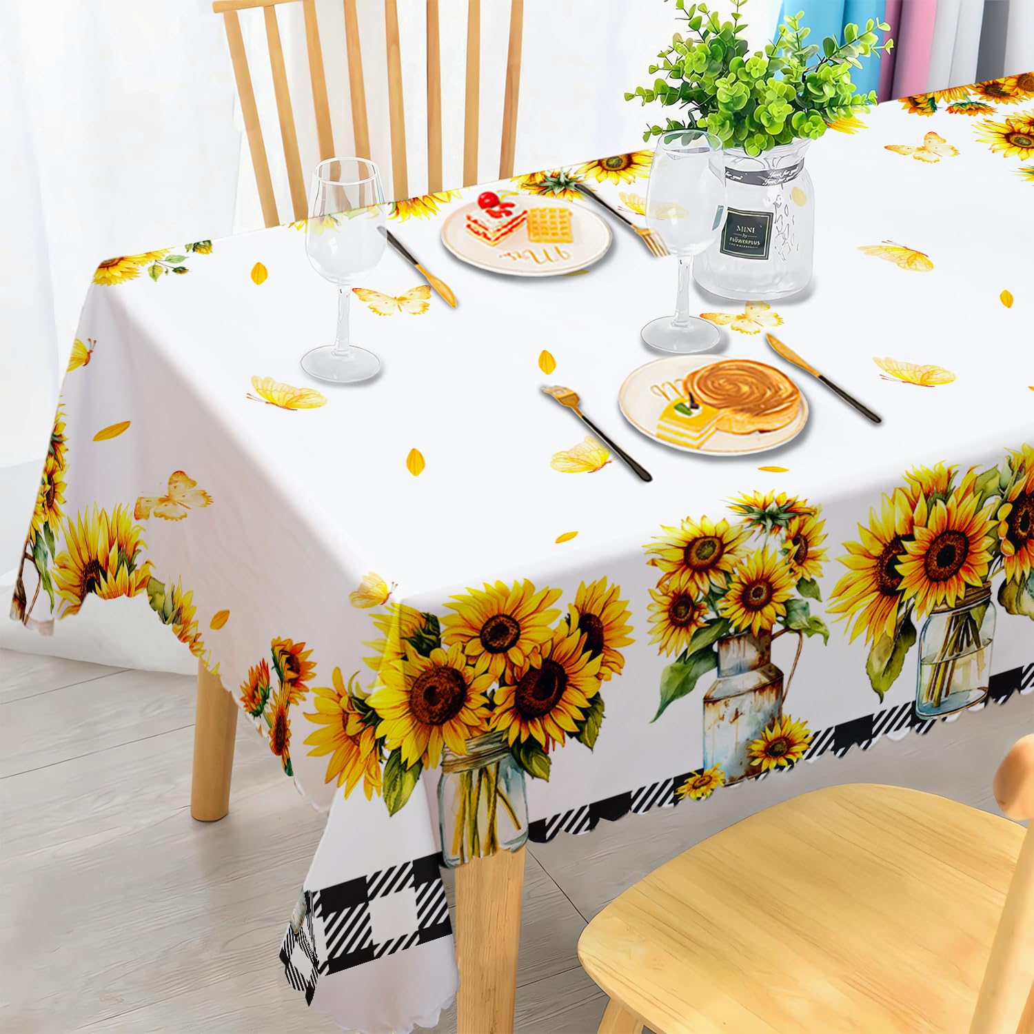 iEvery Sunflower Tablecloth Wipe Clean 140x300cm, Wipeable Rectangular Table Cloth Waterproof Stain-Resistant Polyester Table Cover for 10-12 Seater Dining Kitchen Patio Garden Outdoor Home Decor โ image 1