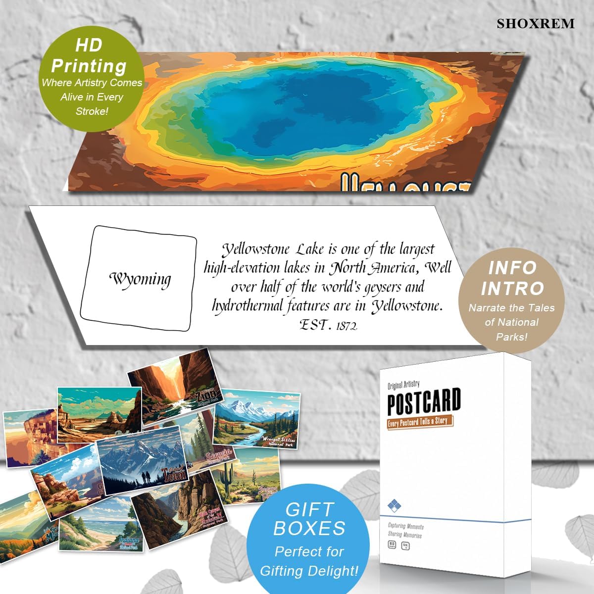 SHOXREM National Parks Theme Postcard Set: Horizontal Vintage Travel Posters Wall Decoration - 63 Abstract U.S. Parks Illustrations, 6" W x 4" H - Image 6