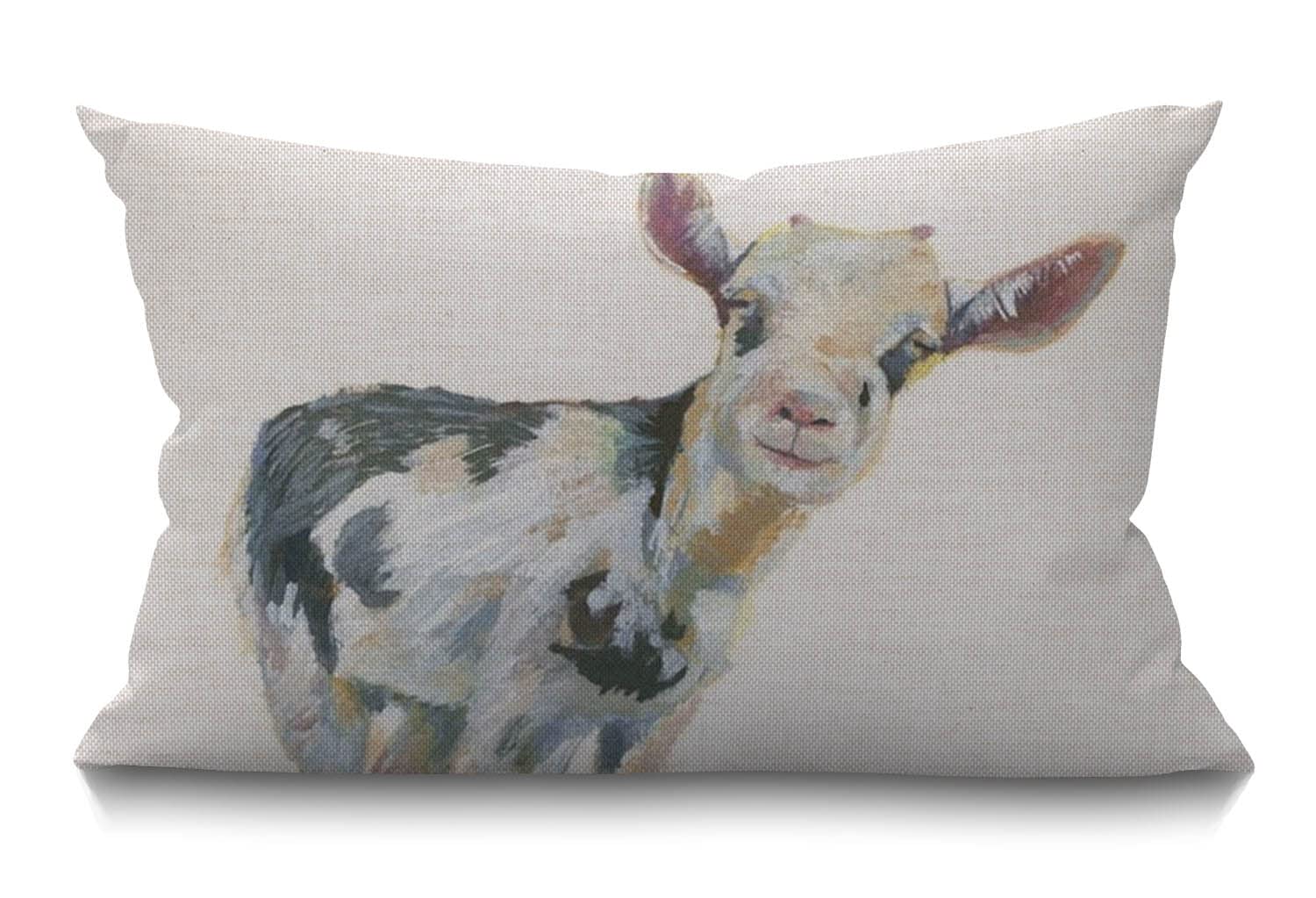 Bgbdeia Multi 257 Cushion Cover,Babys Smiley Cow Watercolor Farm Cute Animal Rectangle Outdoor Cushion Covers 12X20 Inch, 30 X 50 Cm Cushion Cover With Invisible Zip For Sofa Chair Living Room