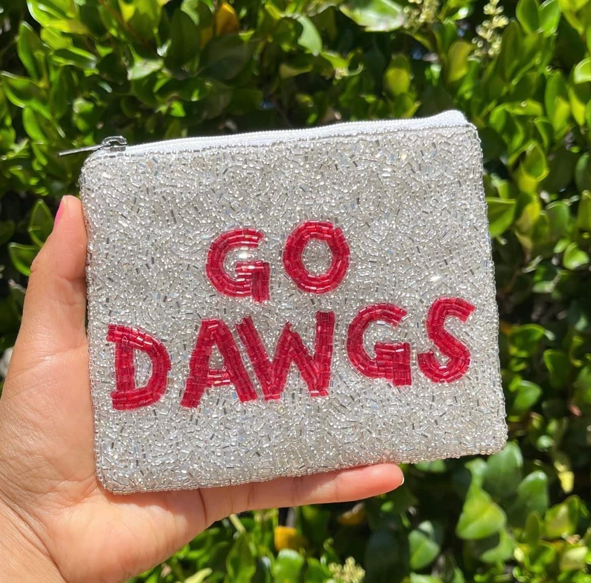 Go Dawgs Beaded Coin Purse, Go Dawgs Coin Purse, Beaded Coin Pouch, Small Wallets, Birthday Gift, Football Fans Gifts