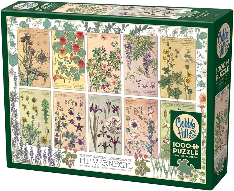 Miniatura 4 de Cobble Hill - Rompecabezas de 1000 piezas  Botanicals by Verneuil  Póster de muestra incluido