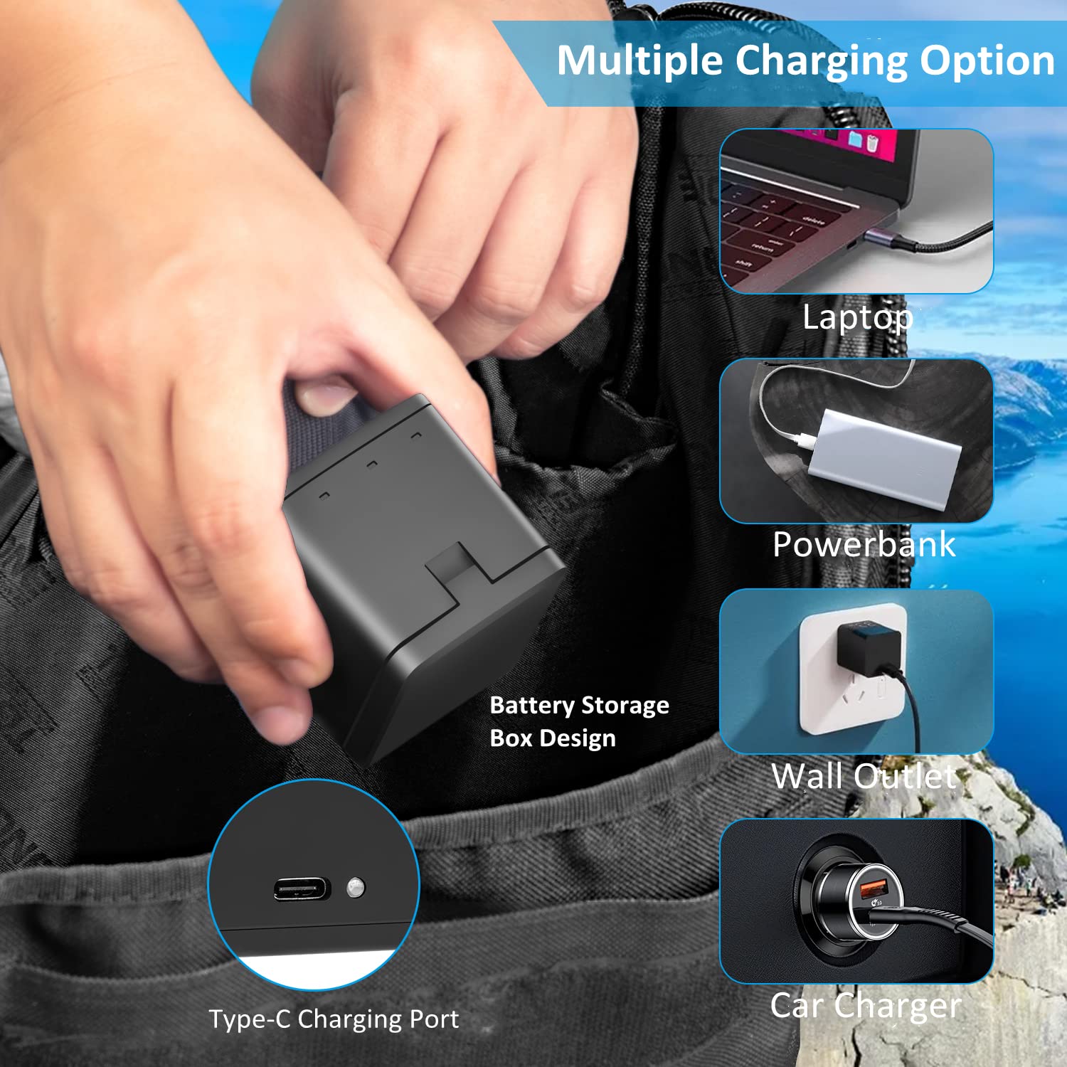 Batterie E Caricatore Per GoPro Hero 11/10/9 - 3 Pezzi, 1800mAh - Foto 4