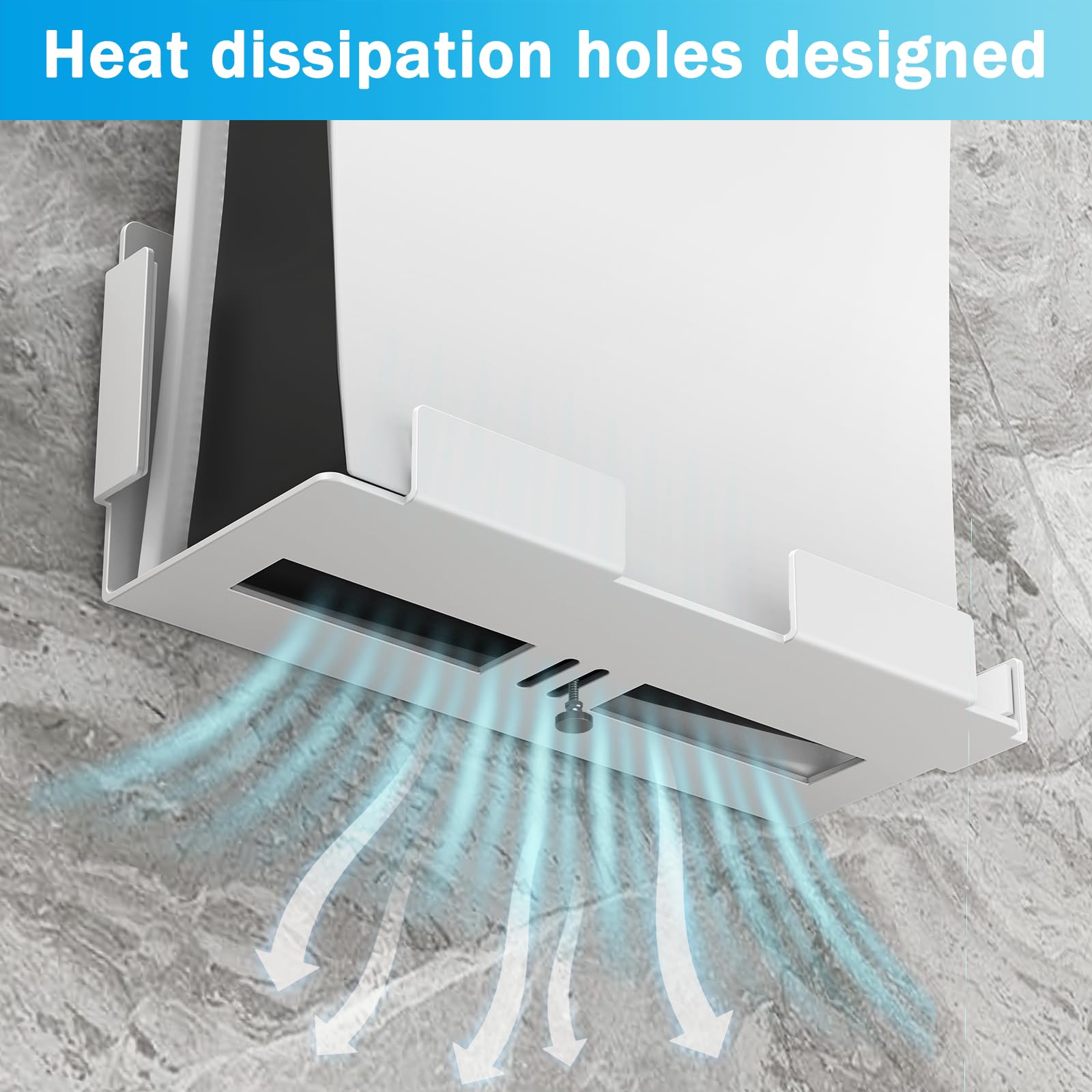 Soporte de pared para PS5, soporte de pared compatible con PS5 original (disco y digital), soporte de pared compatible con Playstation 5 (no incluye soporte para controlador y colgador de auriculares)