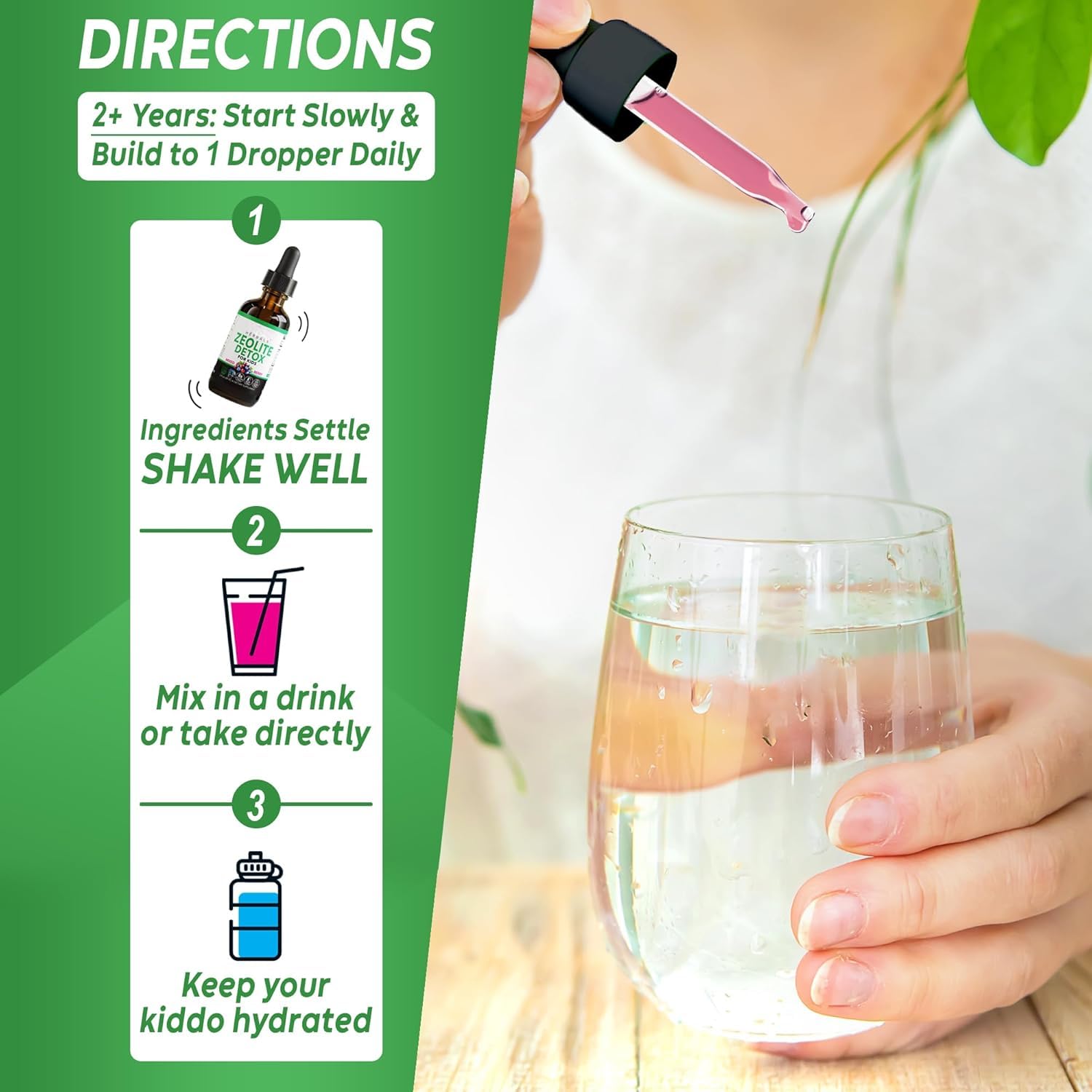 Gouttes Liquides de Zéolite Clinoptilolite avec Vitamines, Nettoyage Quotidien Doux, Soutien à la Concentration et à la Parole, Arôme Baie