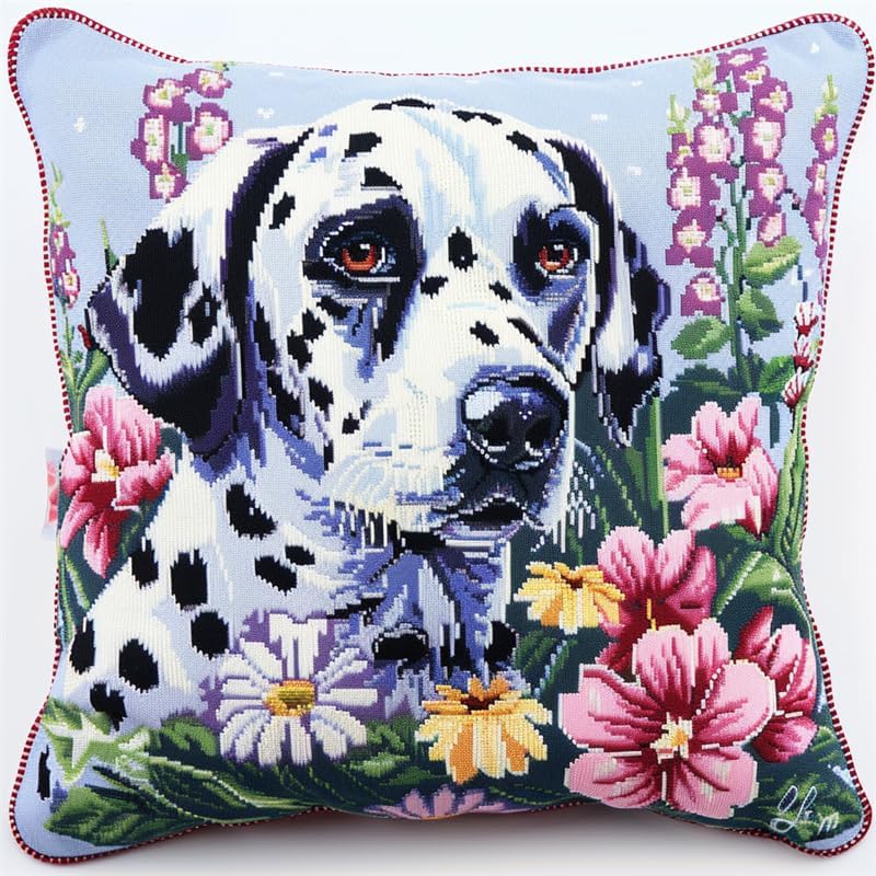 クロスステッチ 刺しゅうキット クッション 動物の犬 クッション 刺繍キット 枕 針仕事 クッションキット ステッチ 枕カバー キット DIY刺繍キット 枕カバークロスステッチ ソファクッションカバー 45*45cm