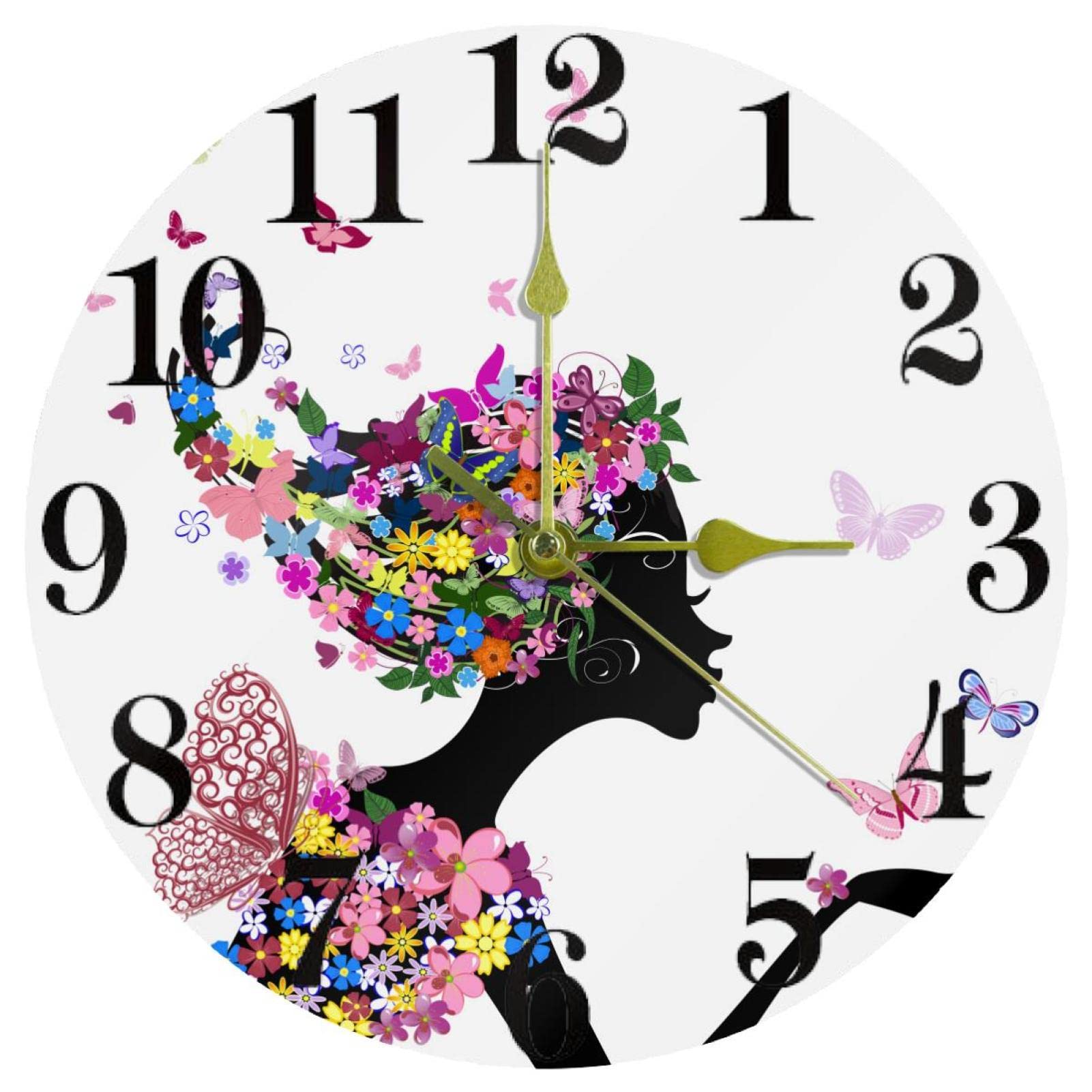 Horloge murale fleurs et fée rose pour une ambiance douce et magique
