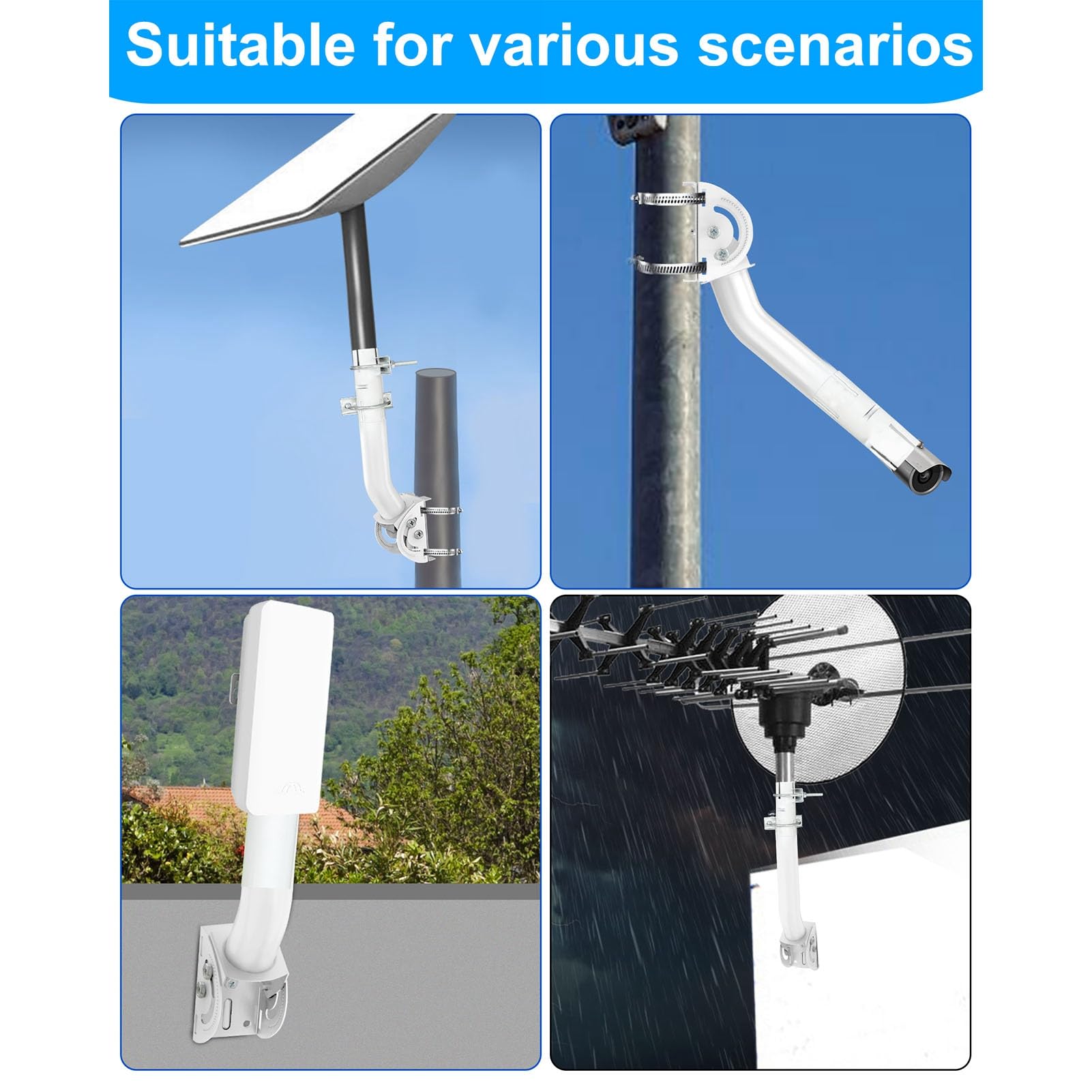 Kit de Montage Internet par Satellite pour Antenne Rectangulaire V2, Support de Toit Satellite Professionnel en Acier Inoxydable à Double sécurité Coupe-Vent
