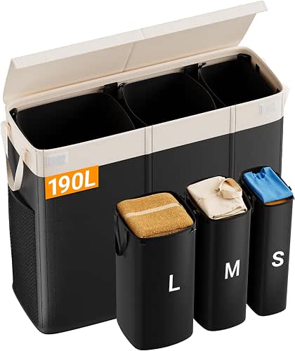 190L Laundry Hamper with Lid, Large Laundry Basket with Lid