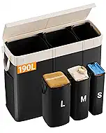 190L Laundry Hamper with Lid, Large Laundry Basket with Lid and 3 Section, Sturdy Laundry Baskets with 3 Removable Bags (L M S), Dirty Clothes Hamper Organizer for Laundry Room, Bedroom and Dorm Room