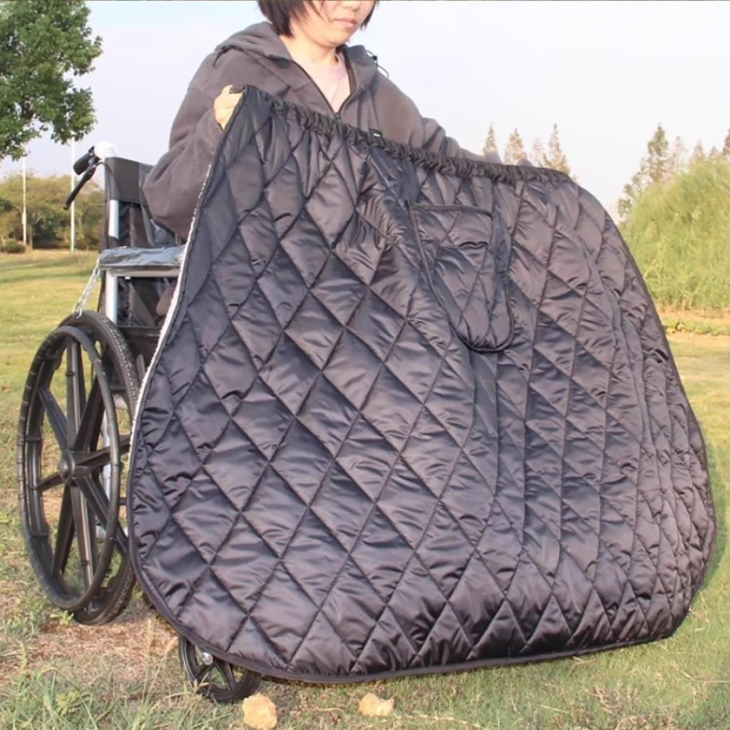 Manta de Invierno para Silla de Ruedas para Uso en Exteriores, Manta térmica Resistente al Viento para la Parte Inferior del Cuerpo y Las piernas, Funda de Delantal con
