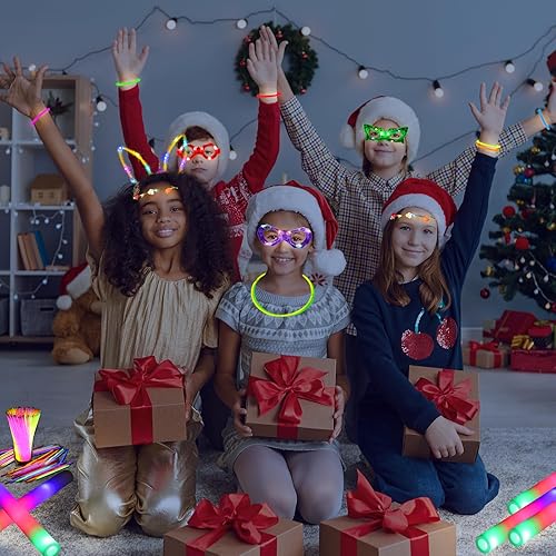 Miniatura 5 de 175 piezas que brillan en la oscuridad, suministros para fiestas, 25 lentes con luz LED, 25 varillas de espuma de neón, 20 diademas iluminadas para