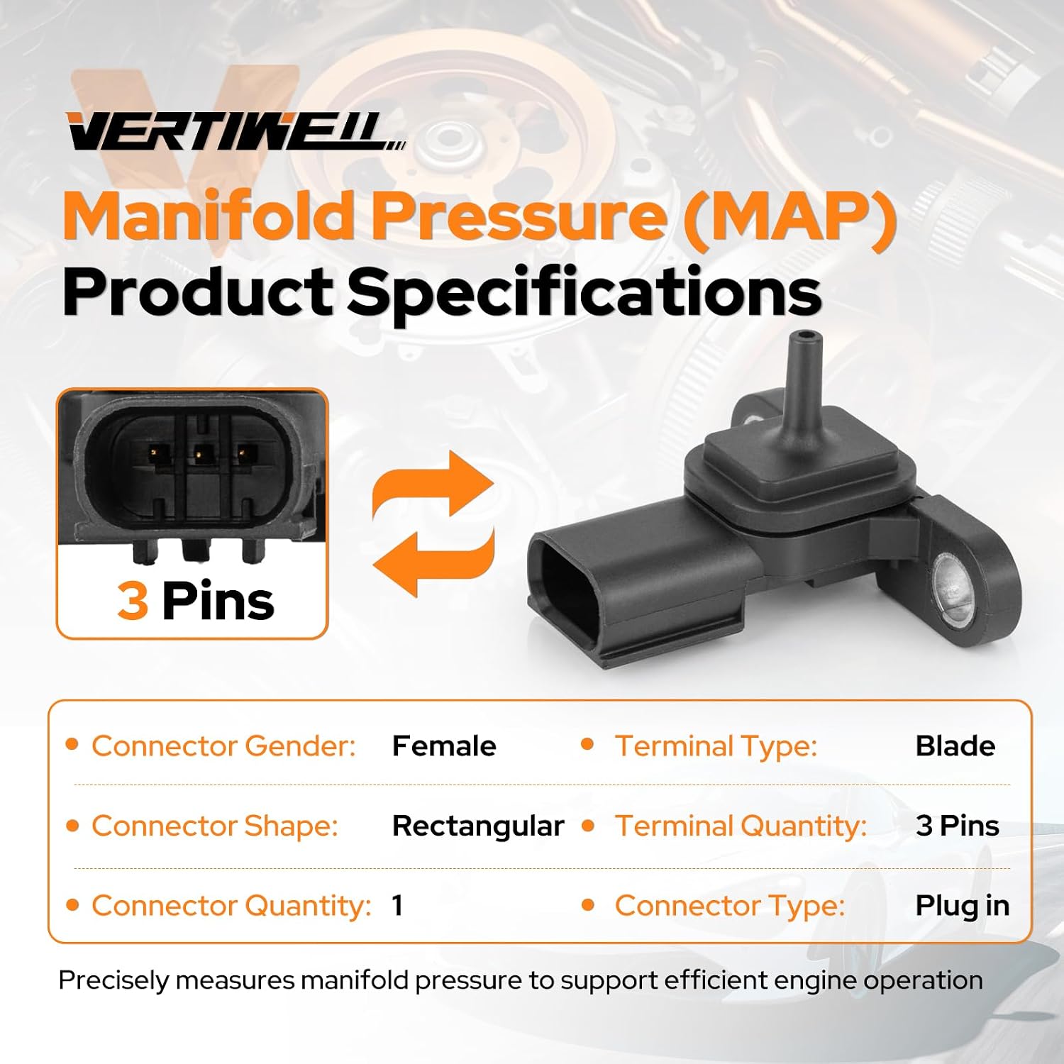 Manifold Absolute Pressure MAP Sensor Compatible with Toyota Camry Corolla Highlander Sienna Venza Prime GR Corolla 2.0L 2.4L 2.5L L4 2018 2019 2020 2021 2022 2023 2024 2025 Replaces AS689