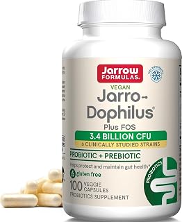 Jarrow Formulas Jarro-Dophilus + FOS - 3.4 Billion CFU Per Serving - Prebiotic & Probiotics Supplement for Immune & Intestine Support - Up to 100 Servings (Veggie Caps) - Amazon product rated Grade A