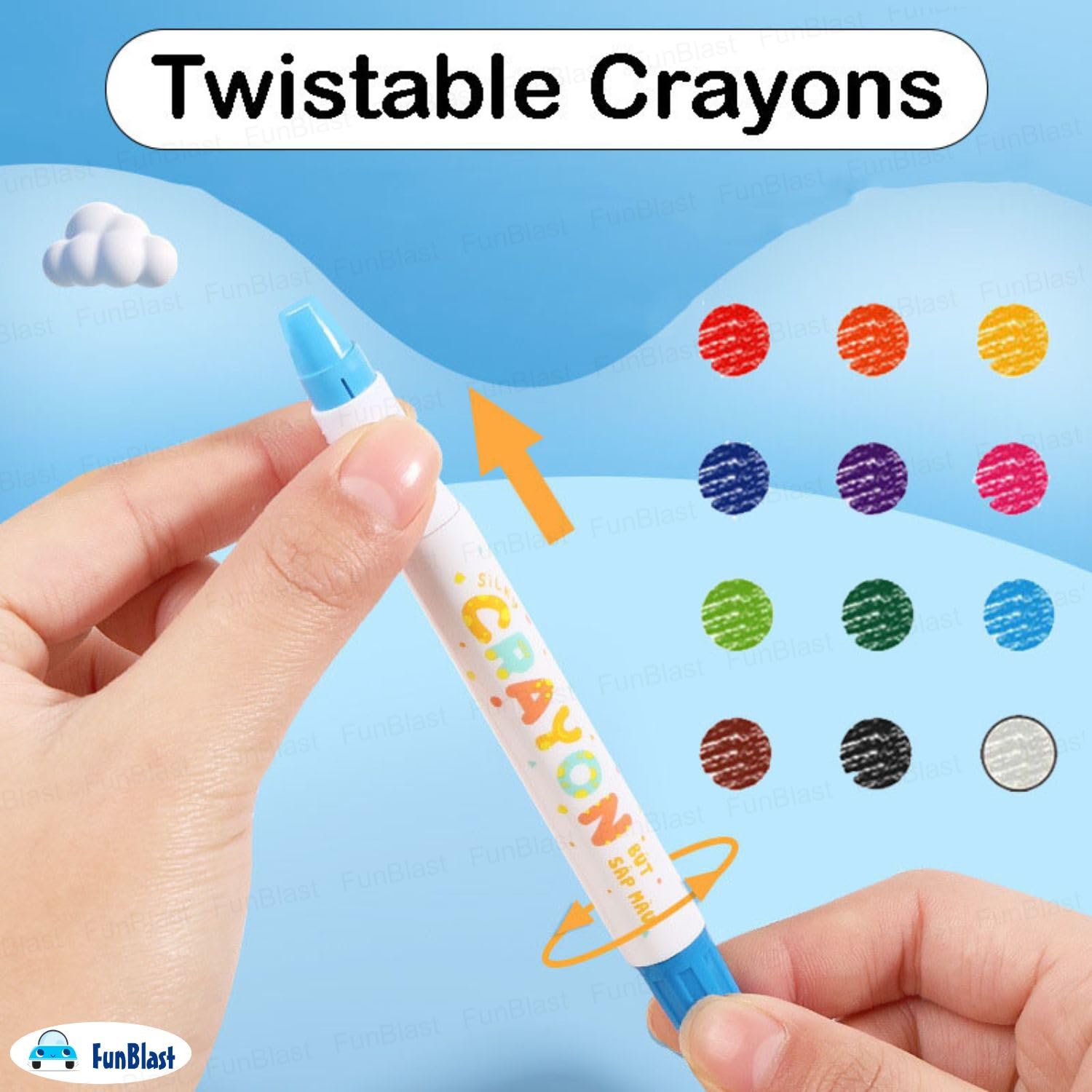 FunBlast Crayons for Kids - 12 Shades Art Set -4