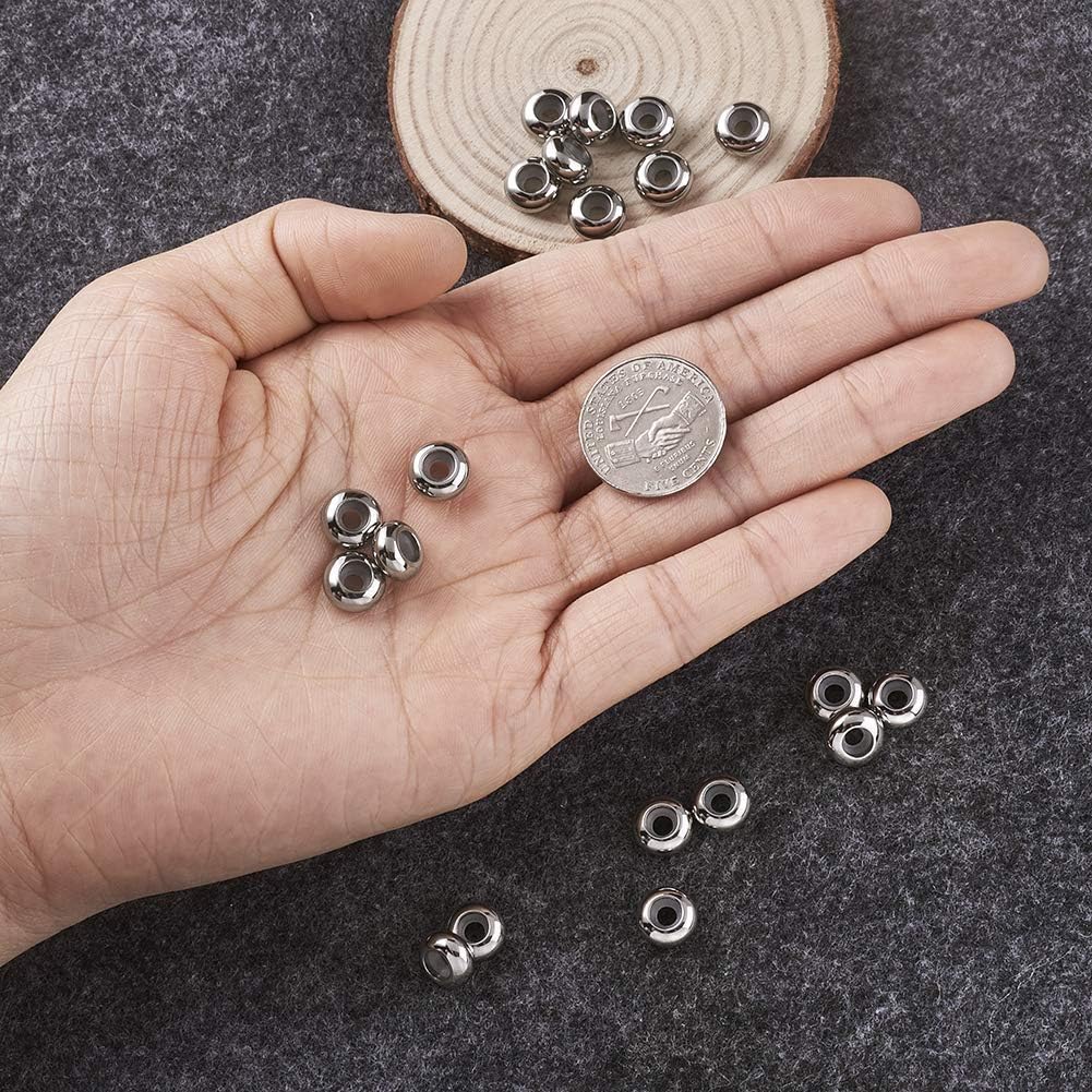 Fashewelry 20pcs 9mm Rubber Stopper Beads 2-3mm Hole 201 Stainless Steel Insert Silicone Rondelle Slider Beads for Adjusting Bracelet Necklace Length - Image 4