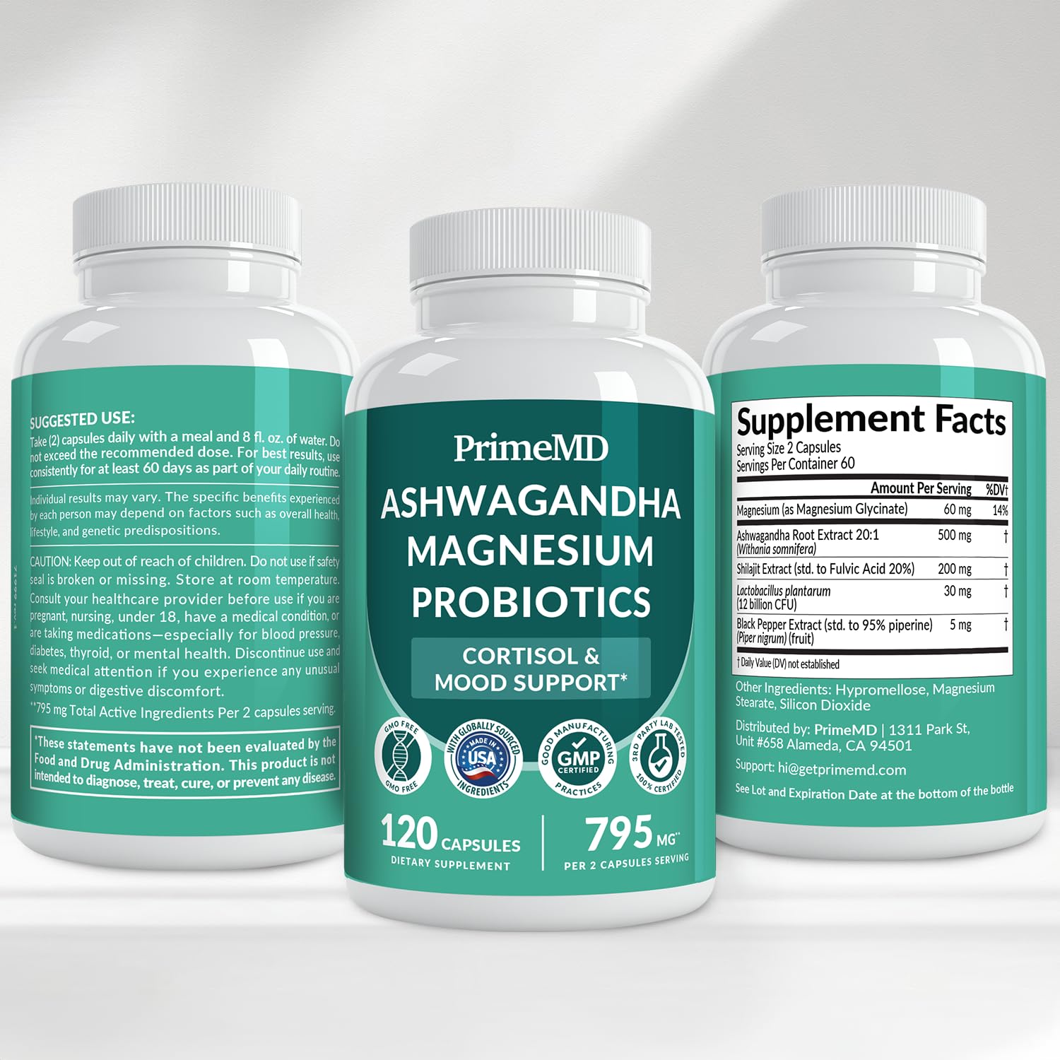 PrimeMD Cortisol Supplement with Ashwagandha, Shilajit & Magnesium, 120ct — Amazon image 9