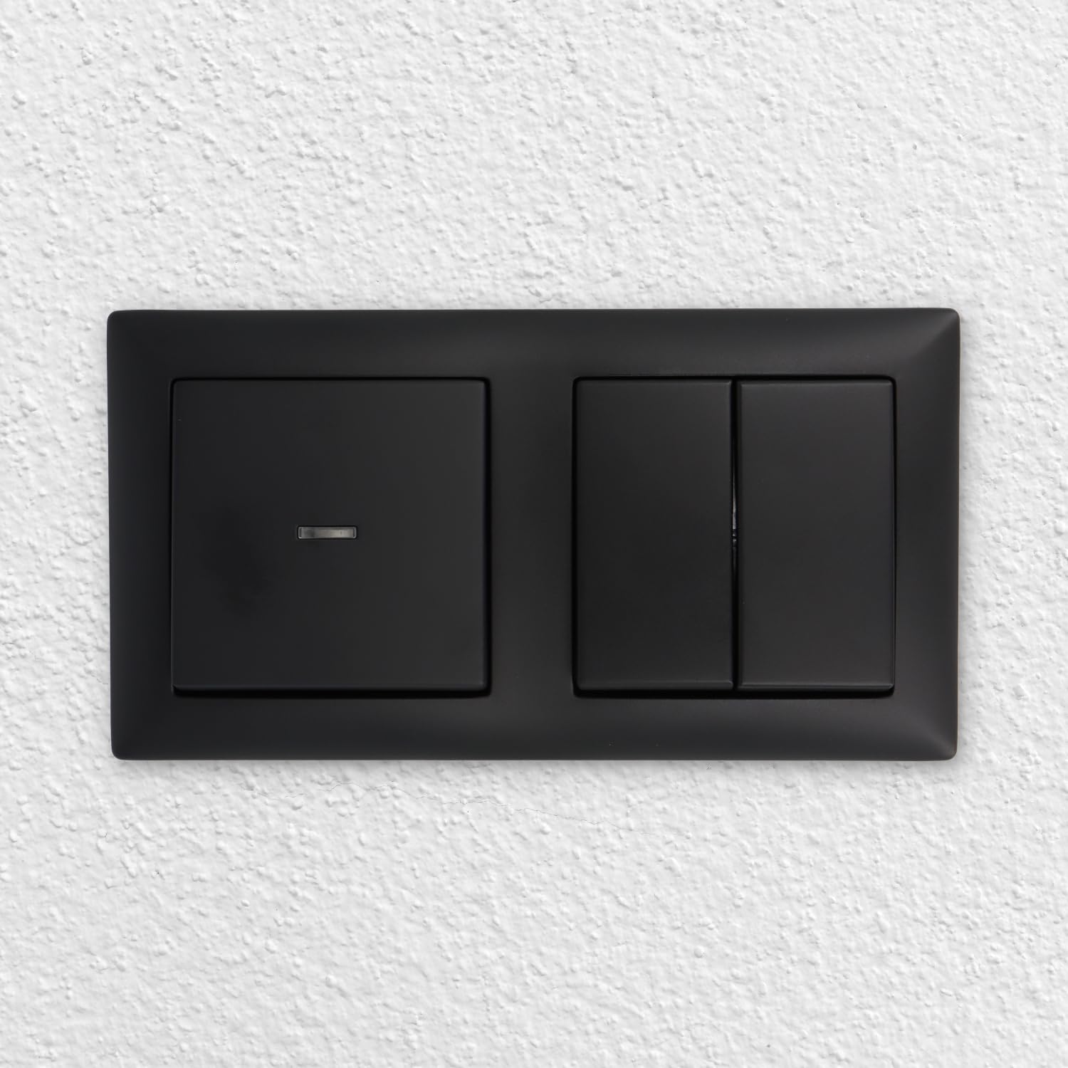 EBROM SET IDEE: BUSCH JÄGER Wechselschalter - beleuchtet als KONTROLL-LICHT wenn AN oder AUS - 2000/6 USK + Serienschalter 2000/5 US in BBblack Schwarz MATT ähnlich RAL 9005 - inkl. EBROM Phasenprüfer